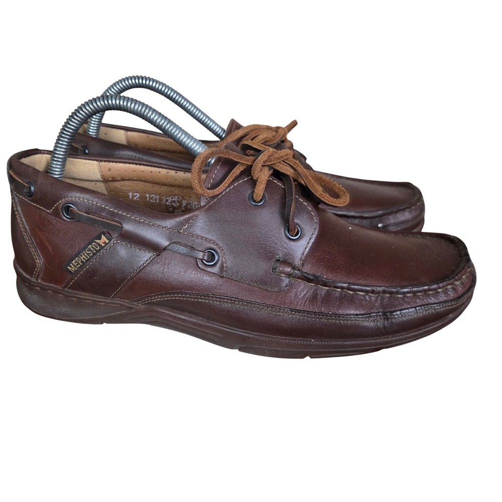 Mephisto Spinnaker Boat Shoes Mens 7.5 Brown Leather Air Relax Preppy Slip ON